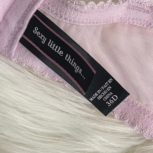 36D VS Victoria’s Secret Sexy little things pink stripe Bra  ruffle garter skirt - Picture 10 of 16